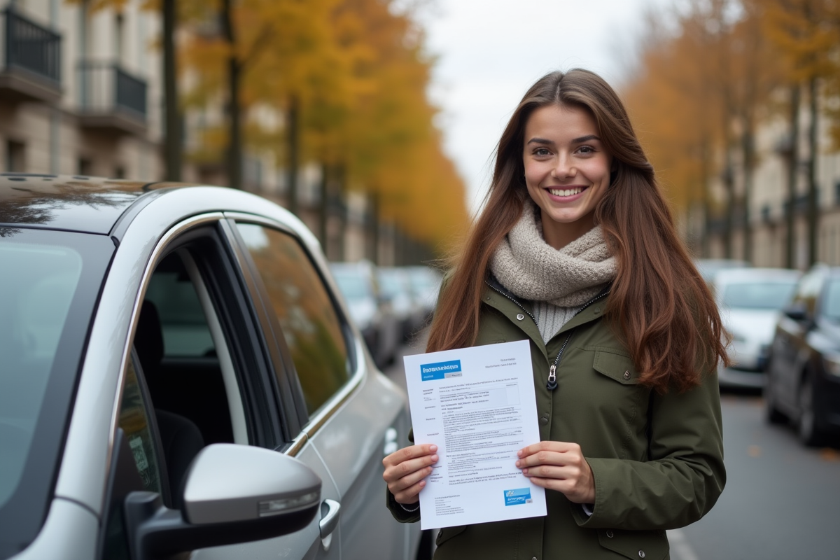 Femme souriante tenant un certificat d