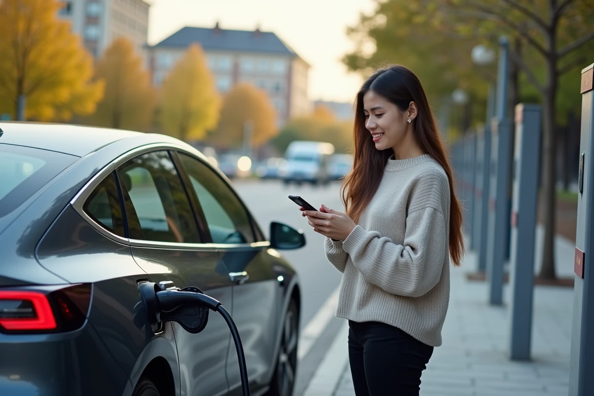 Femme vérifiant la charge d