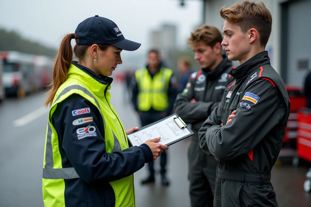 Officielle de rallye inspectant l