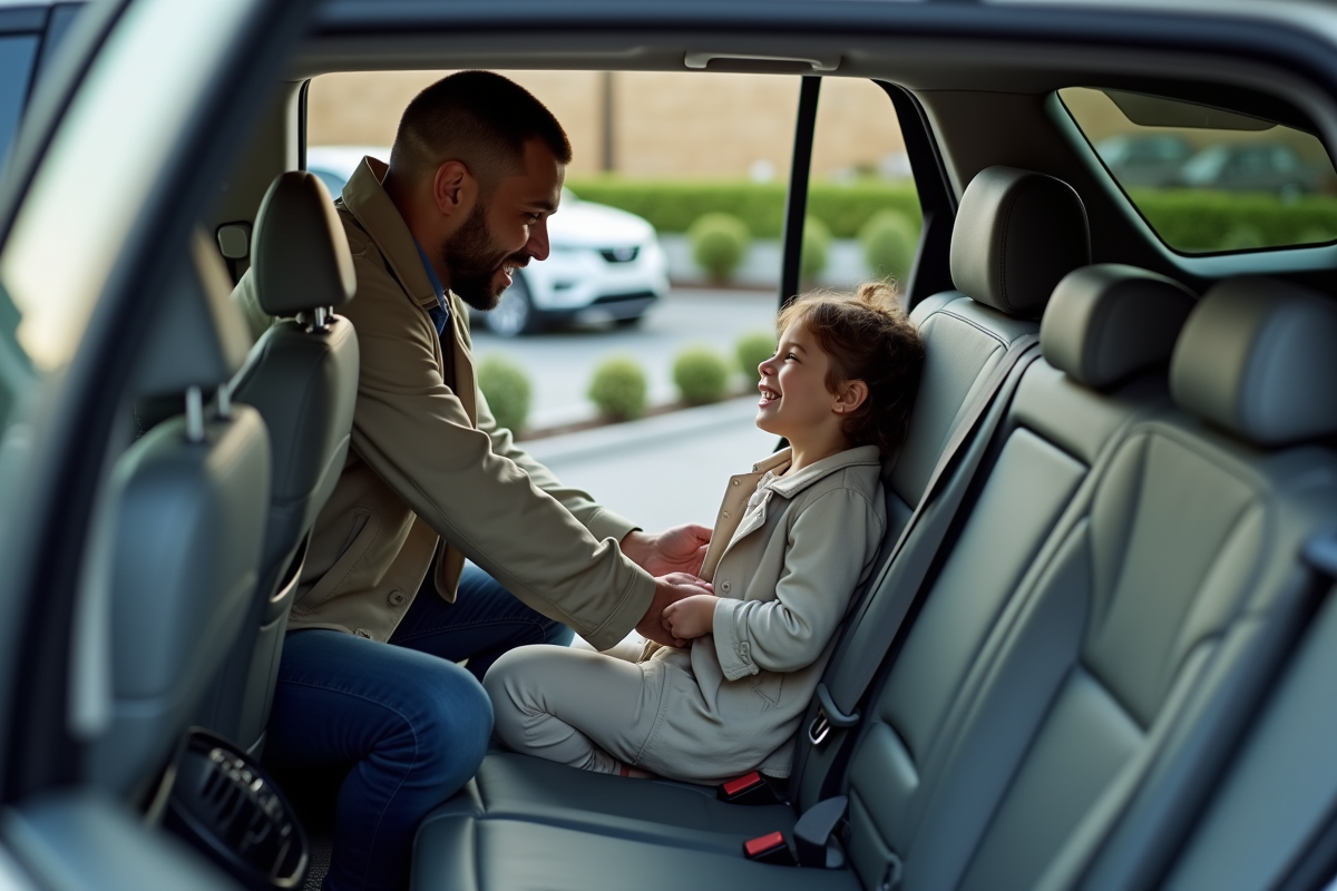 Père aidant sa fille à s