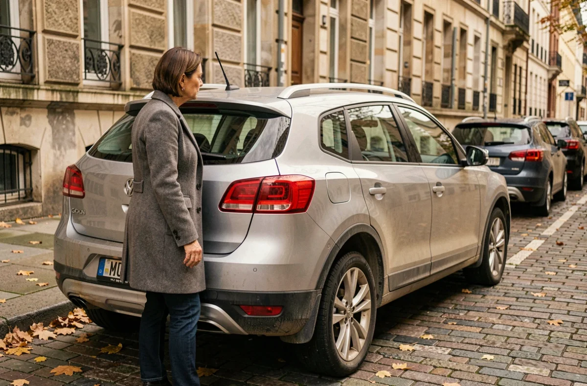 Propriétaire évaluant son véhicule diesel compact après 5 ans d'utilisation quotidienne en ville