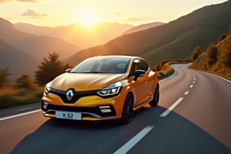 Renault Clio 2 RS en montagne au lever du soleil