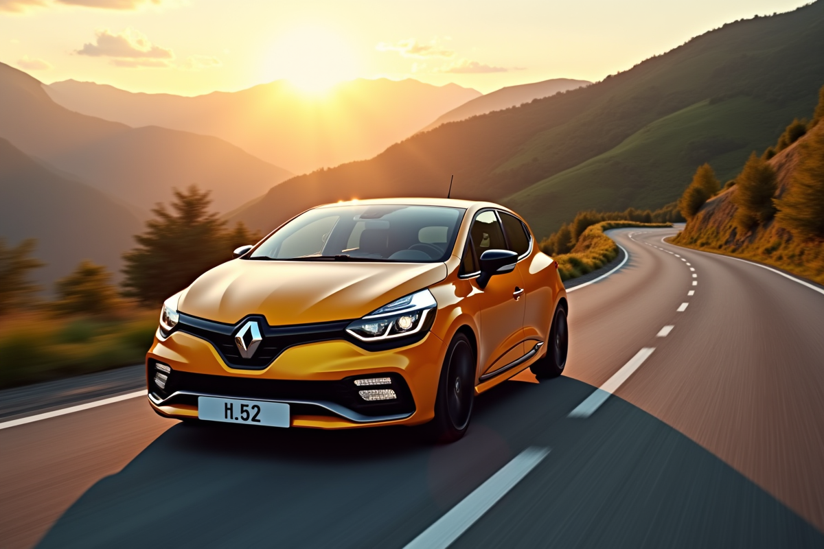 Renault Clio 2 RS en montagne au lever du soleil